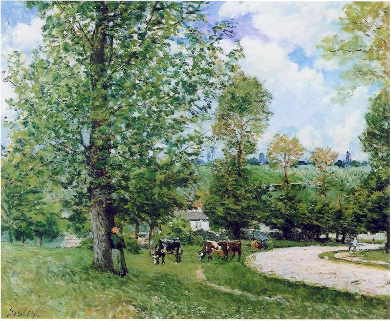Cow Pasture near Louveciennes by Alfred Sisley — Oil Painting Reproduction