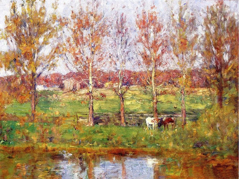Cows by the Stream by T. C. Steele — Oil Painting Reproduction