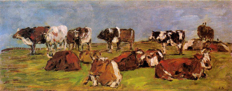 Cows in a Field by Eugene Boudin, Oil Painting Reproduction