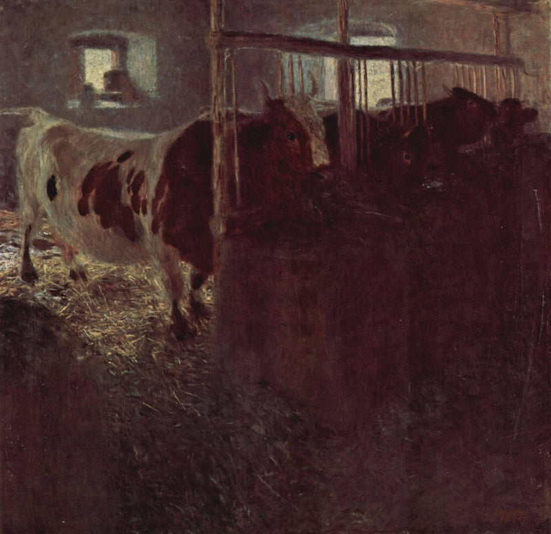 Cows in the barn by Gustav Klimt — Oil Painting Reproduction