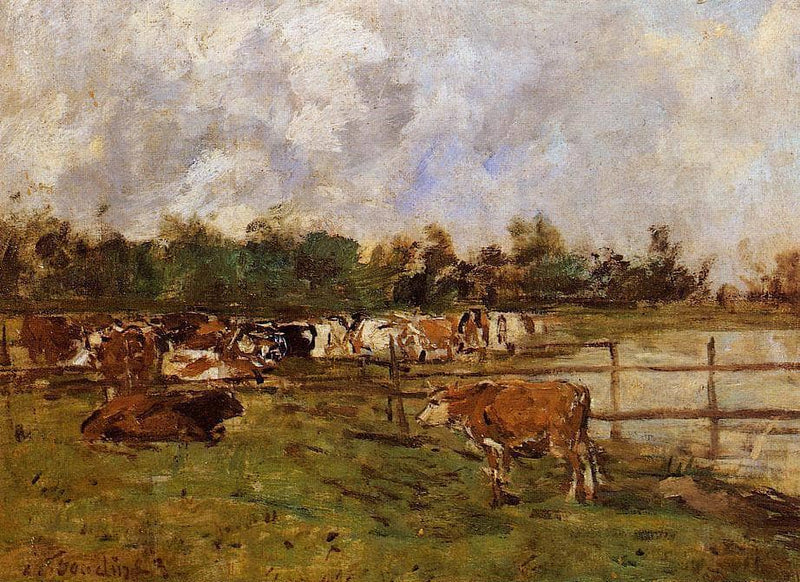 Cows in the Meadow by Eugene Boudin — Oil Painting Reproduction