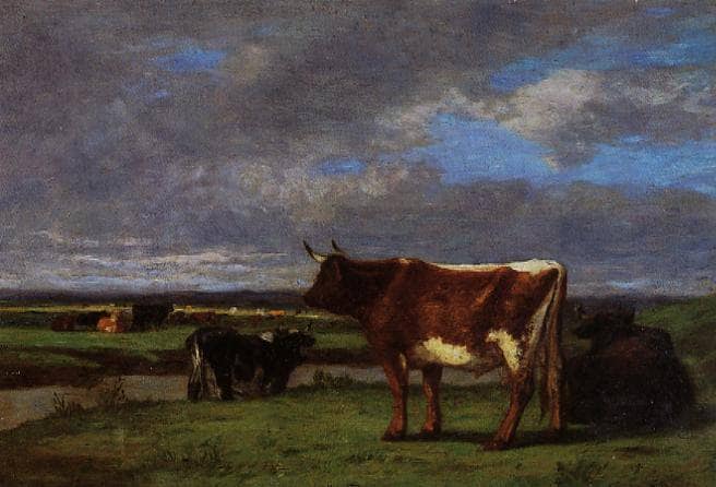 Cows near the Toques by Eugene Boudin — Oil Painting Reproduction
