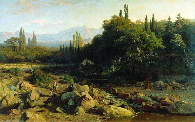 Crimea. Landscape with a river. by Volodymyr Orlovsky — Oil Painting Reproduction