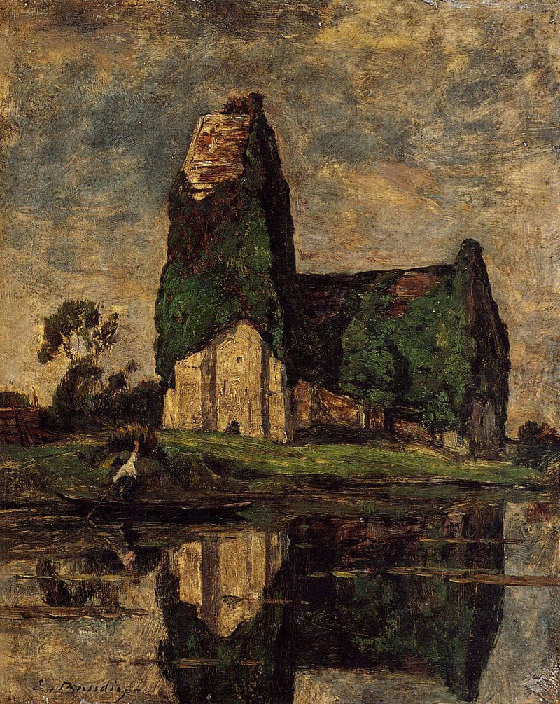 Criqueboeuf, the Church by Eugene Boudin — Oil Painting Reproduction