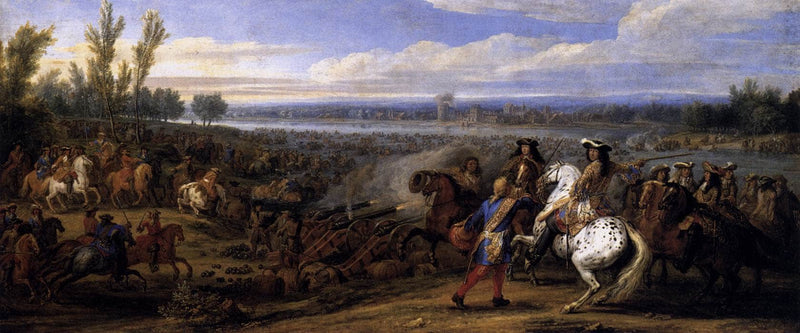 Crossing the Rhine by Adam van der Meulen, Oil Painting Reproduction