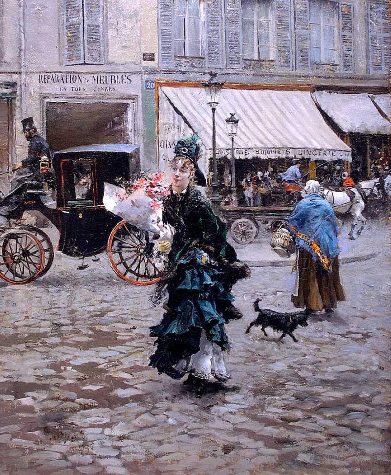 Crossing the Street by Giovanni Boldini — Oil Painting Reproduction