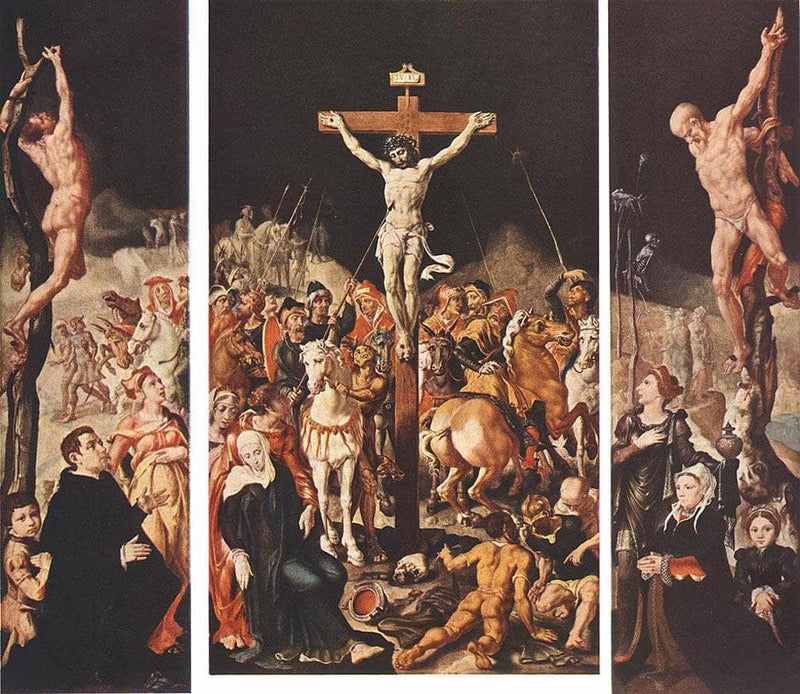 Crucifixion (Triptych) by Maerten van Heemskerck — Oil Painting Reproduction