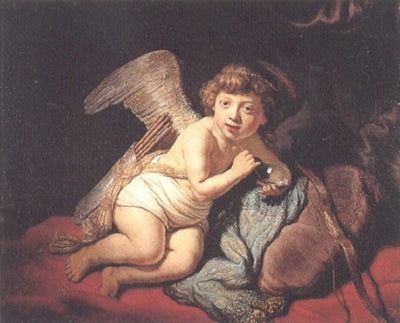 Cupid Blowing Soap Bubbles in hallway