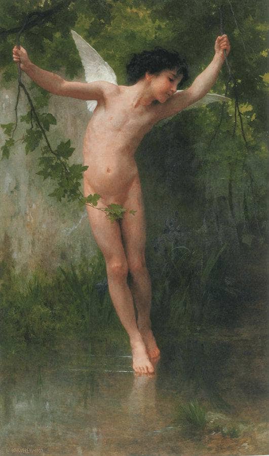 Cupid flying over water by William-Adolphe Bouguereau — Oil Painting Reproduction