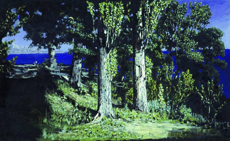 Cypresses on a Seashore. The Crimea by Arkhyp Kuindzhi — Oil Painting Reproduction