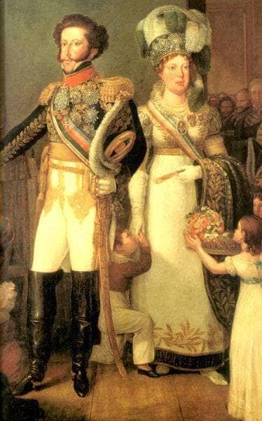 D. Pedro I e D. Leopoldina em trajes de Gala in hallway