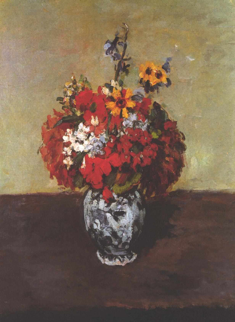 Dahlias In A Delft Vase by Paul Cezanne — Oil Painting Reproduction
