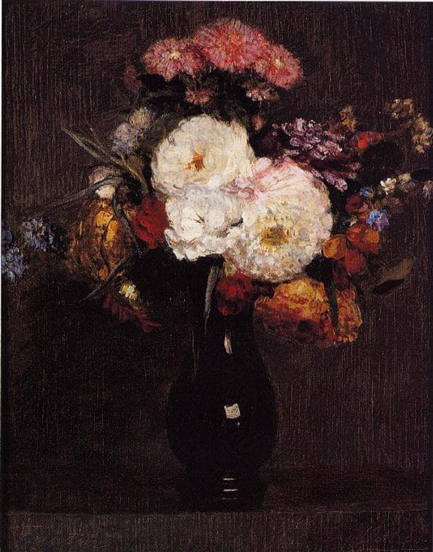 Dahlias, Queens Daisies, Roses and Corn Flowers by Henri Fantin-Latour — Oil Painting Reproduction