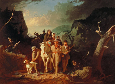 Daniel Boone Escorting Settlers Through the Cumberland Gap in living room