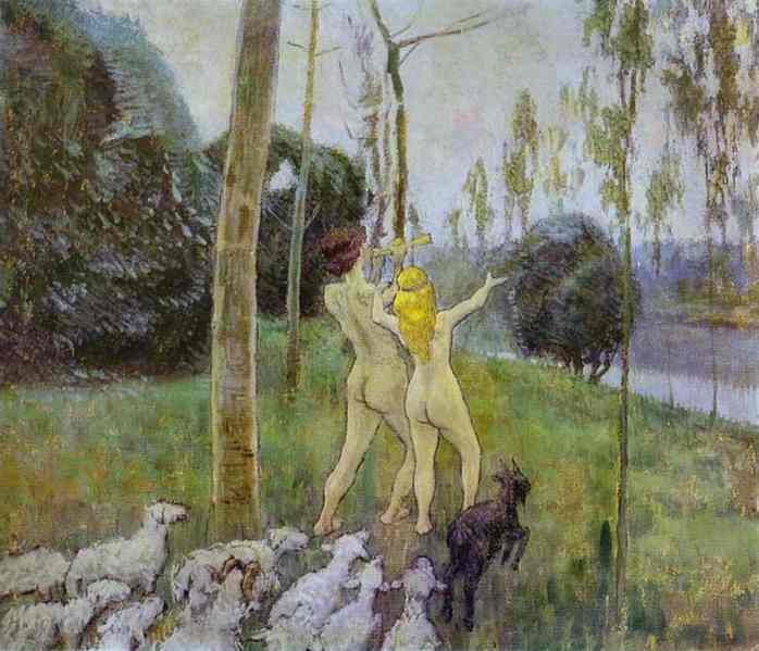 Daphnis and Chloe by Victor Borisov-Musatov — Oil Painting Reproduction