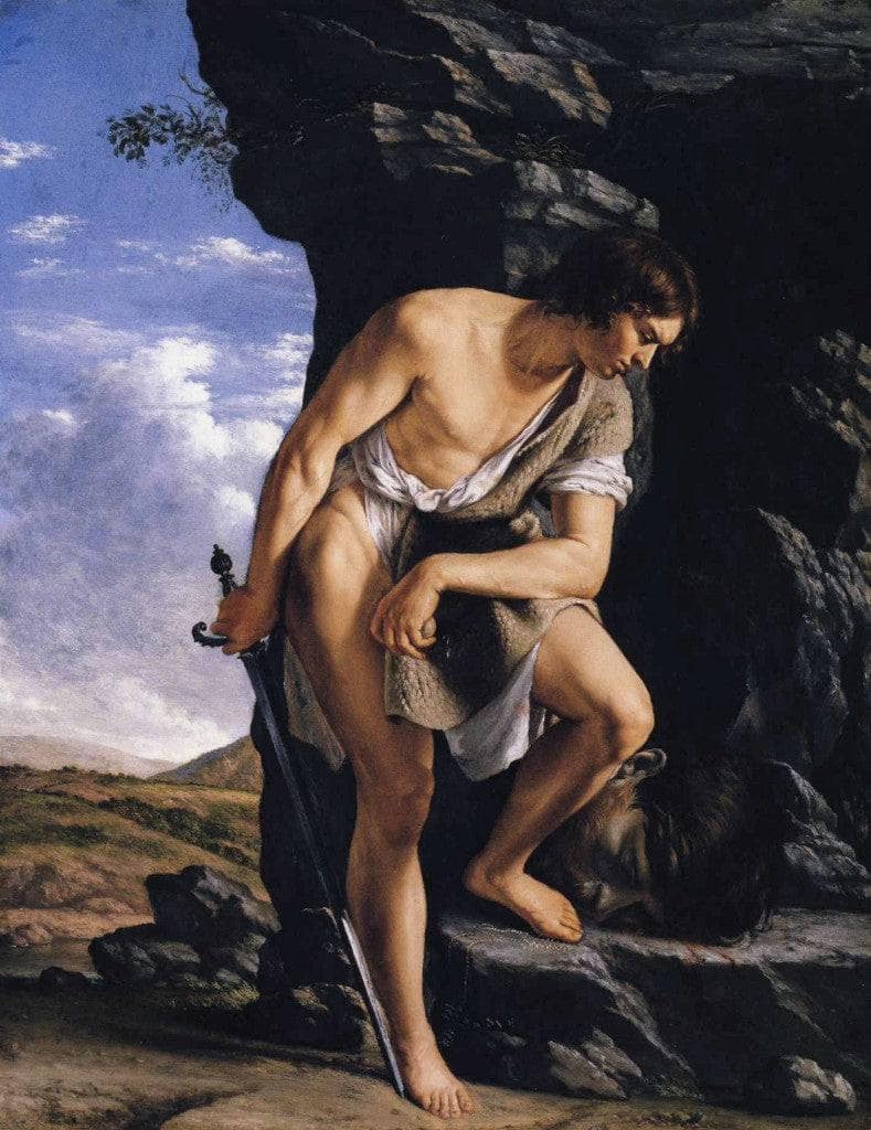 David Contemplating the Head of Goliath by Orazio Gentileschi — Oil Painting Reproduction