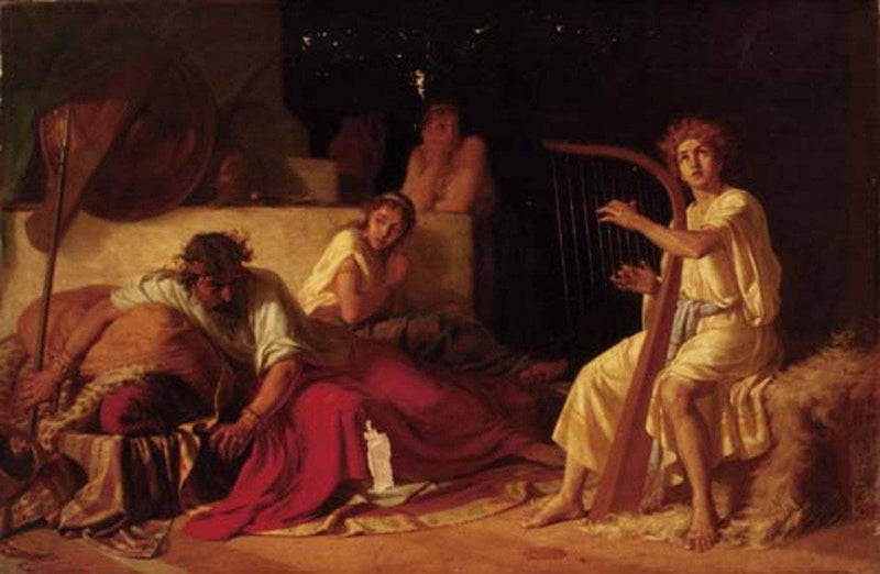David Playing The Harp Before Saul by Ivan Tvorozhnikov — Oil Painting Reproduction