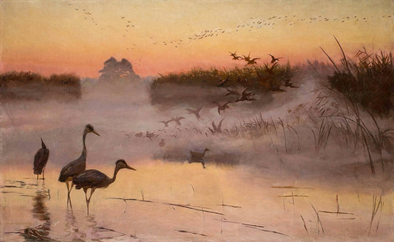 Dawn. The Kingdom of Birds by Józef CheÅmoÅski — Oil Painting Reproduction