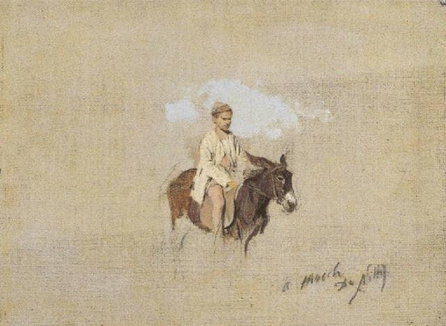 Riding the donkey by Giuseppe de Nittis — Oil Painting Reproduction