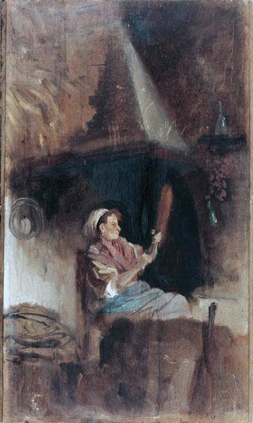 By the fireplace by Giuseppe de Nittis — Oil Painting Reproduction