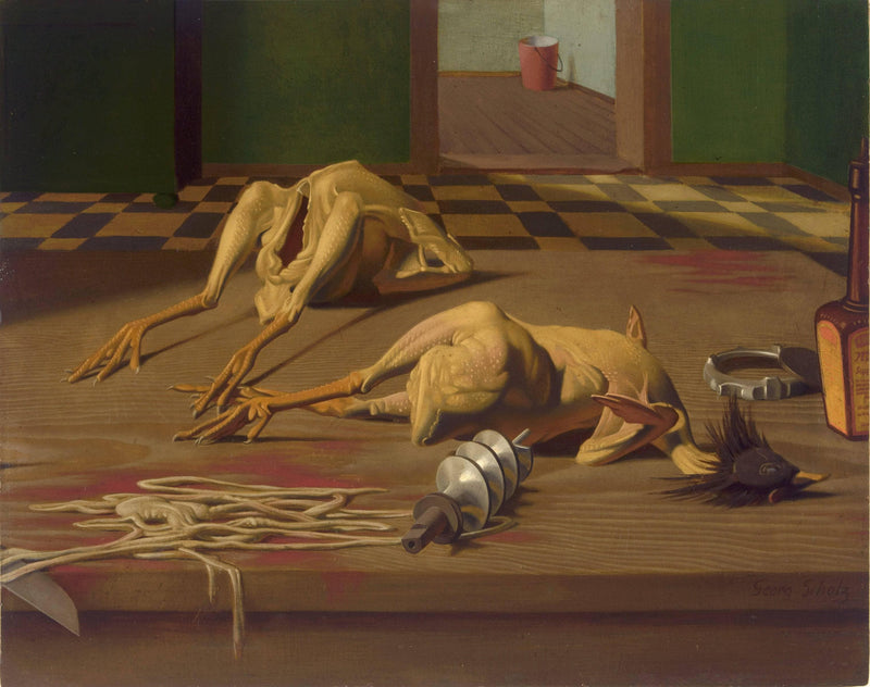 Dead chickens by Georg Scholz — Oil Painting Reproduction