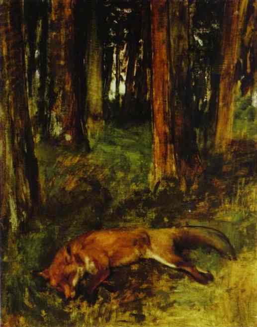 Dead fox lying in the Undergrowth by Edgar Degas — Oil Painting Reproduction