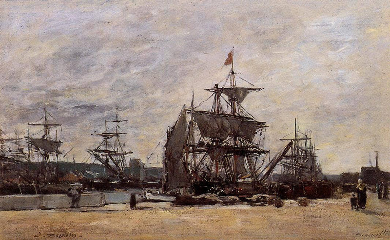 Deauville, Docked Boats by Eugene Boudin — Oil Painting Reproduction