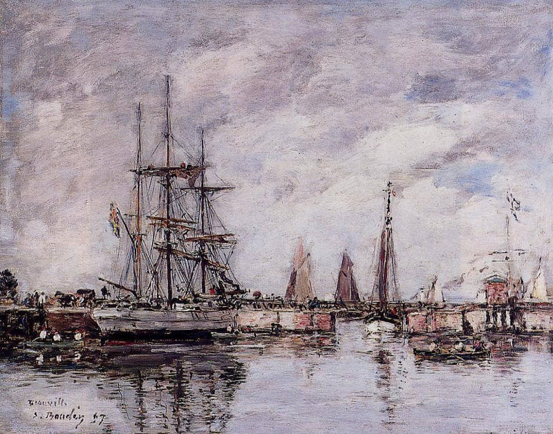 Deauville, Norwegian Three-Master Leaving Port by Eugene Boudin — Oil Painting Reproduction