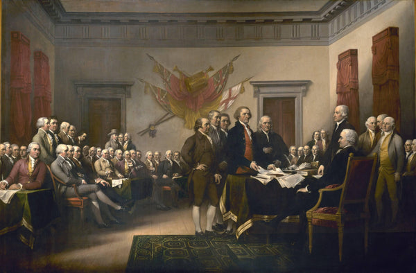 Declaration of Independence by John Trumbull, the drafting committee presenting the document to the Continental Congress.
