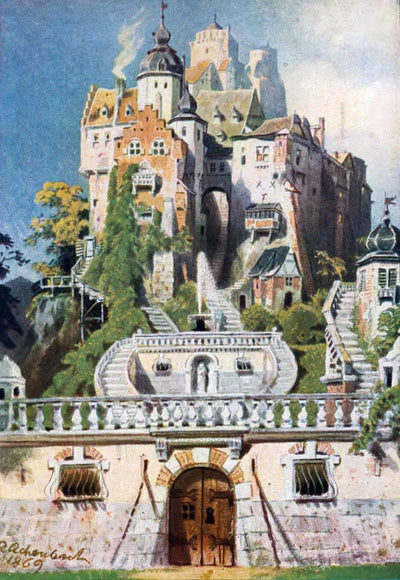 Decoration design of the Narrenburg for the redoubt of the artists' association Malkasten on February 6, 1869 in apartment