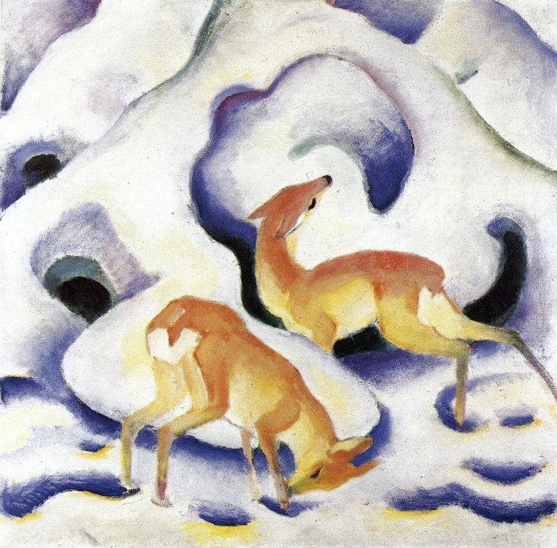Deer in the Snow by Franz Marc — Oil Painting Reproduction
