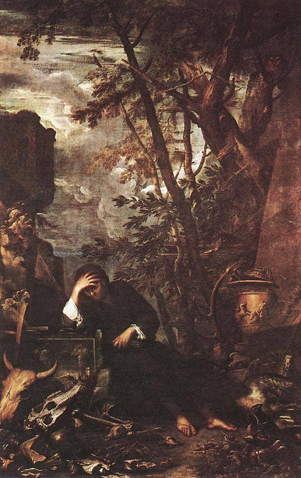 Democritus in Meditation by Salvator Rosa — Oil Painting Reproduction