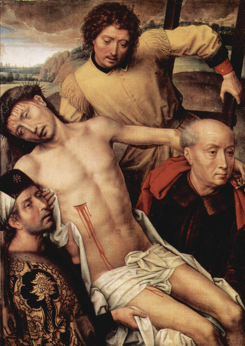 Descent from the Cross, left hand panel from the Deposition Diptych by Hans Memling — Oil Painting Reproduction