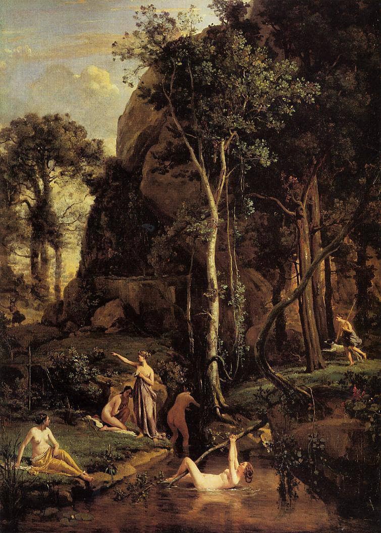 Diana Surprised at Her Bath by Camille Corot — Oil Painting Reproduction