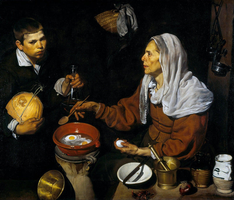 An Old Woman Cooking Eggs by Diego Velazquez — Oil Painting Reproduction