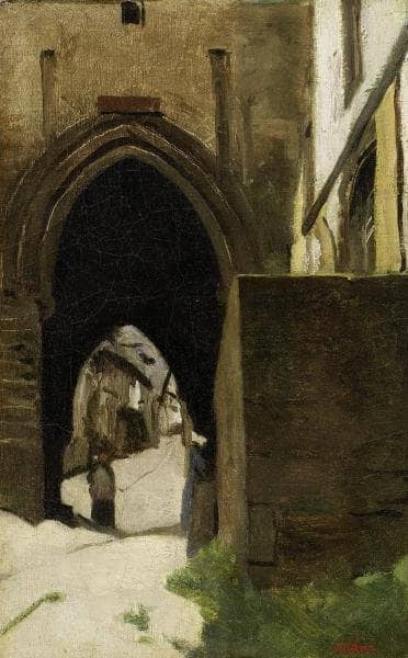 Dinan, a gate of the town by Camille Corot — Oil Painting Reproduction