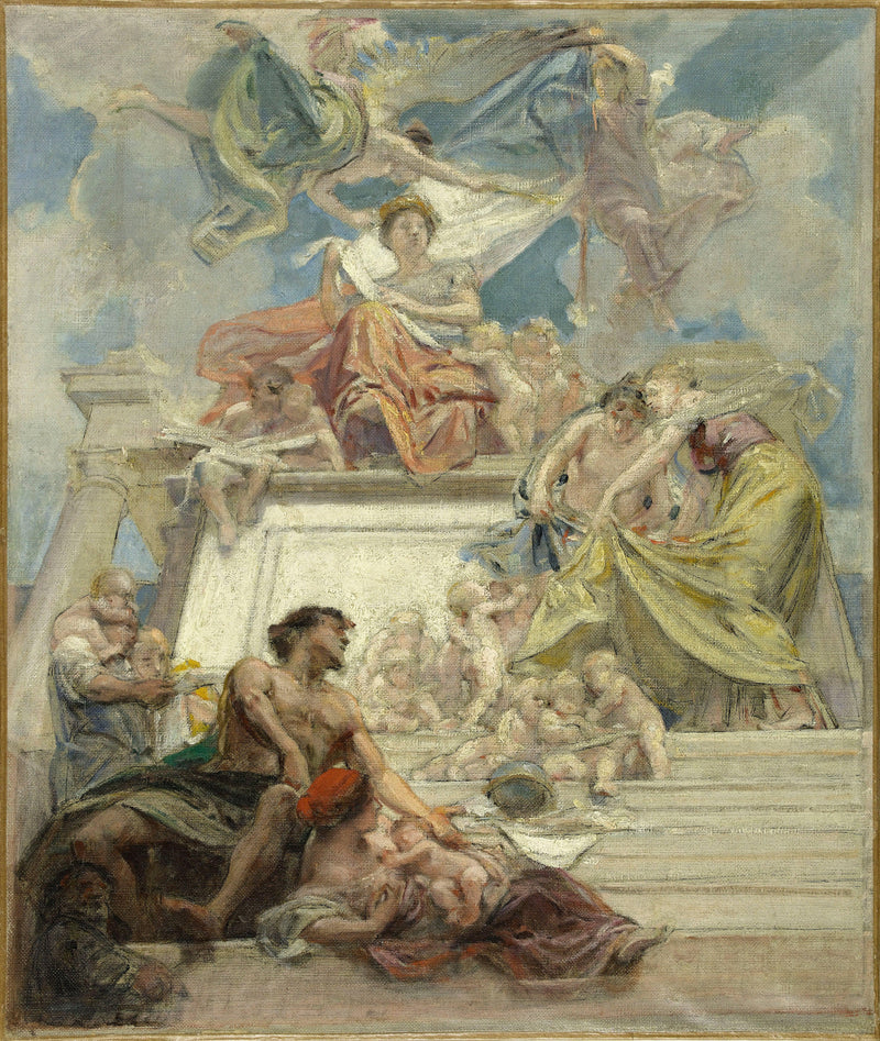 The City of Paris educating its children (sketch for the main staircase of the town hall of the 3rd arrondissement) by Diogène Maillart — Oil Painting Reproduction
