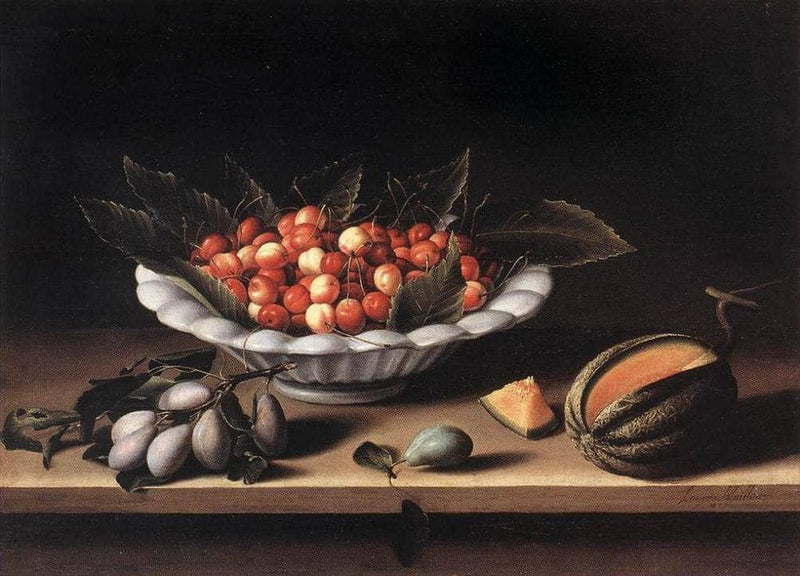Cup of Cherries and Melon by Louise Moillon — Oil Painting Reproduction