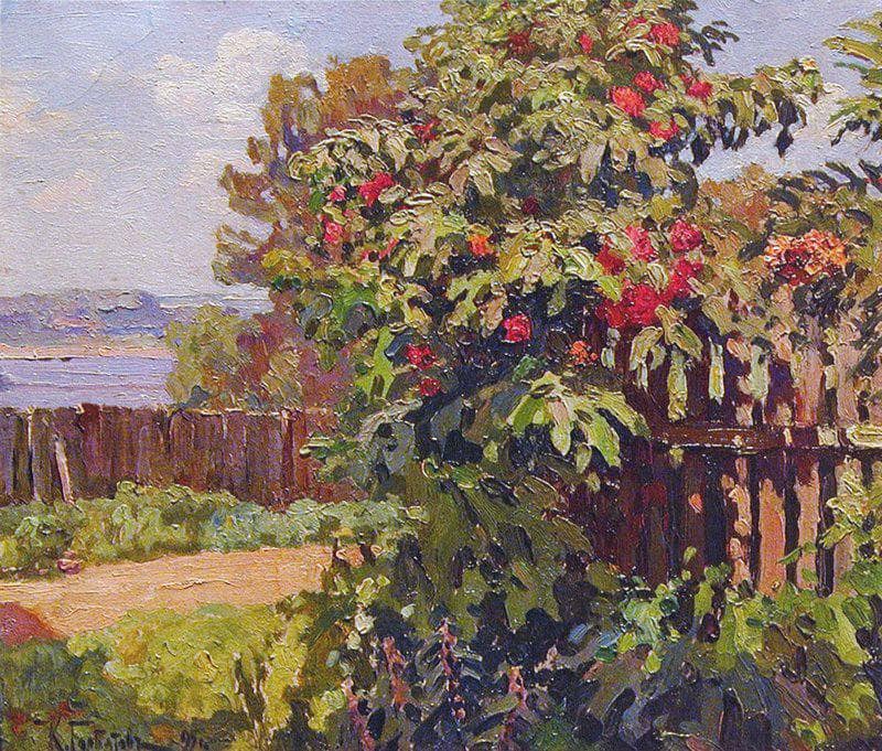 Landscape with a Fence by Konstantin Gorbatov — Oil Painting Reproduction