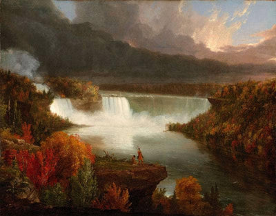 Distant View of Niagara Falls in modern living room