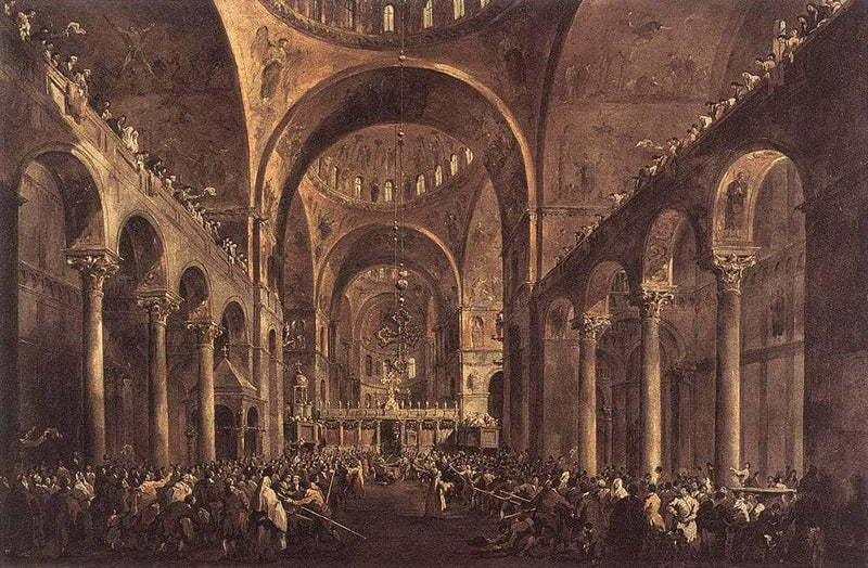 Doge Alvise IV Mocenigo Appears to the People in St. Mark's Basilica by Francesco Guardi — Oil Painting Reproduction