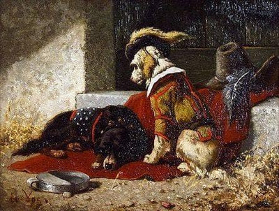 Dogs of the strolling player in living room