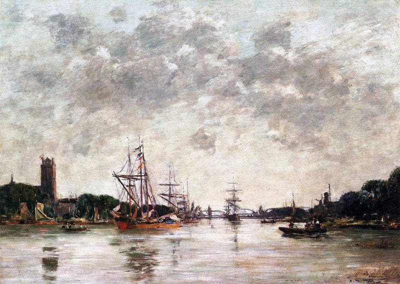Dordrecht, La Meuse, View of Swandrecht by Eugene Boudin — Oil Painting Reproduction