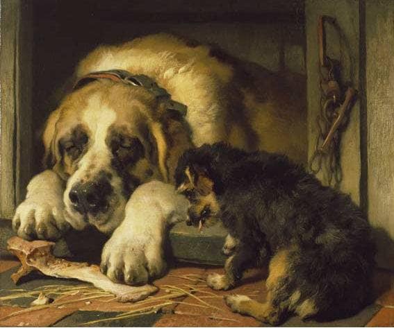 Doubtful Crumbs by Edwin Henry Landseer — Oil Painting Reproduction