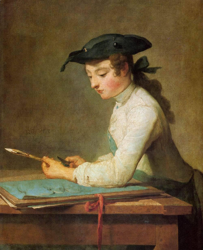 Draughtsman by Jean-Baptiste-Simeon Chardin — Oil Painting Reproduction