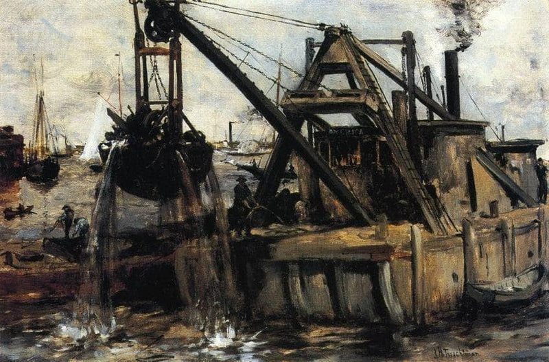 Dredging in the East River by John Henry Twachtman — Oil Painting Reproduction