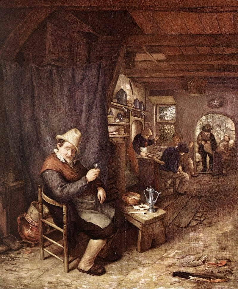Drinking Peasant in an Inn by Adriaen van Ostade — Oil Painting Reproduction
