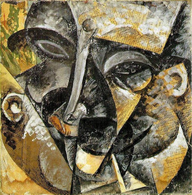 Dynamism of a man's head by Umberto Boccioni — Oil Painting Reproduction