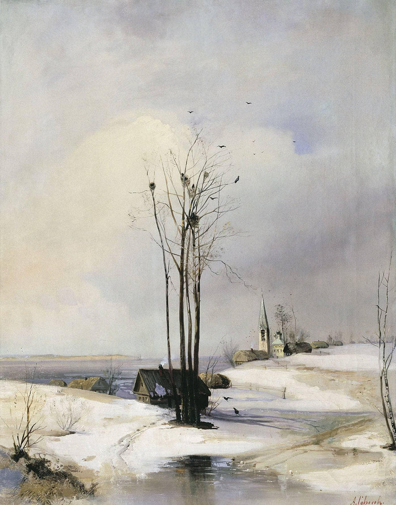 Early Spring. Thaw by Aleksey Savrasov — Oil Painting Reproduction