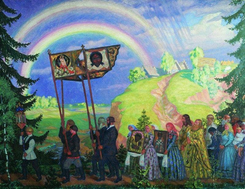 Easter Procession by Boris Kustodiev — Oil Painting Reproduction